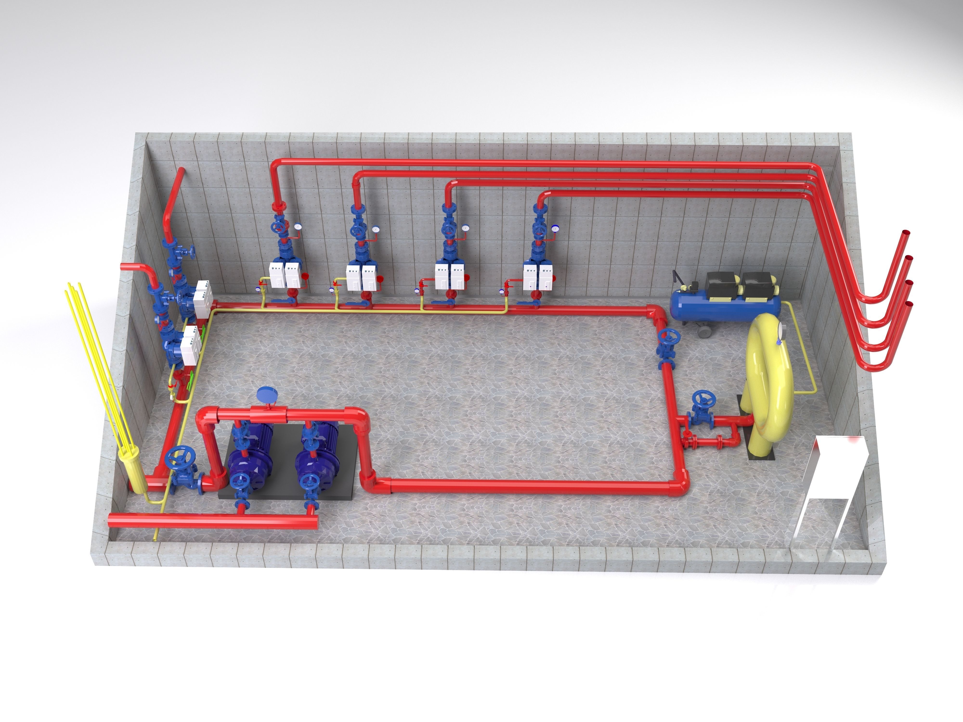 Fire-fighting pumping station 3D model_3