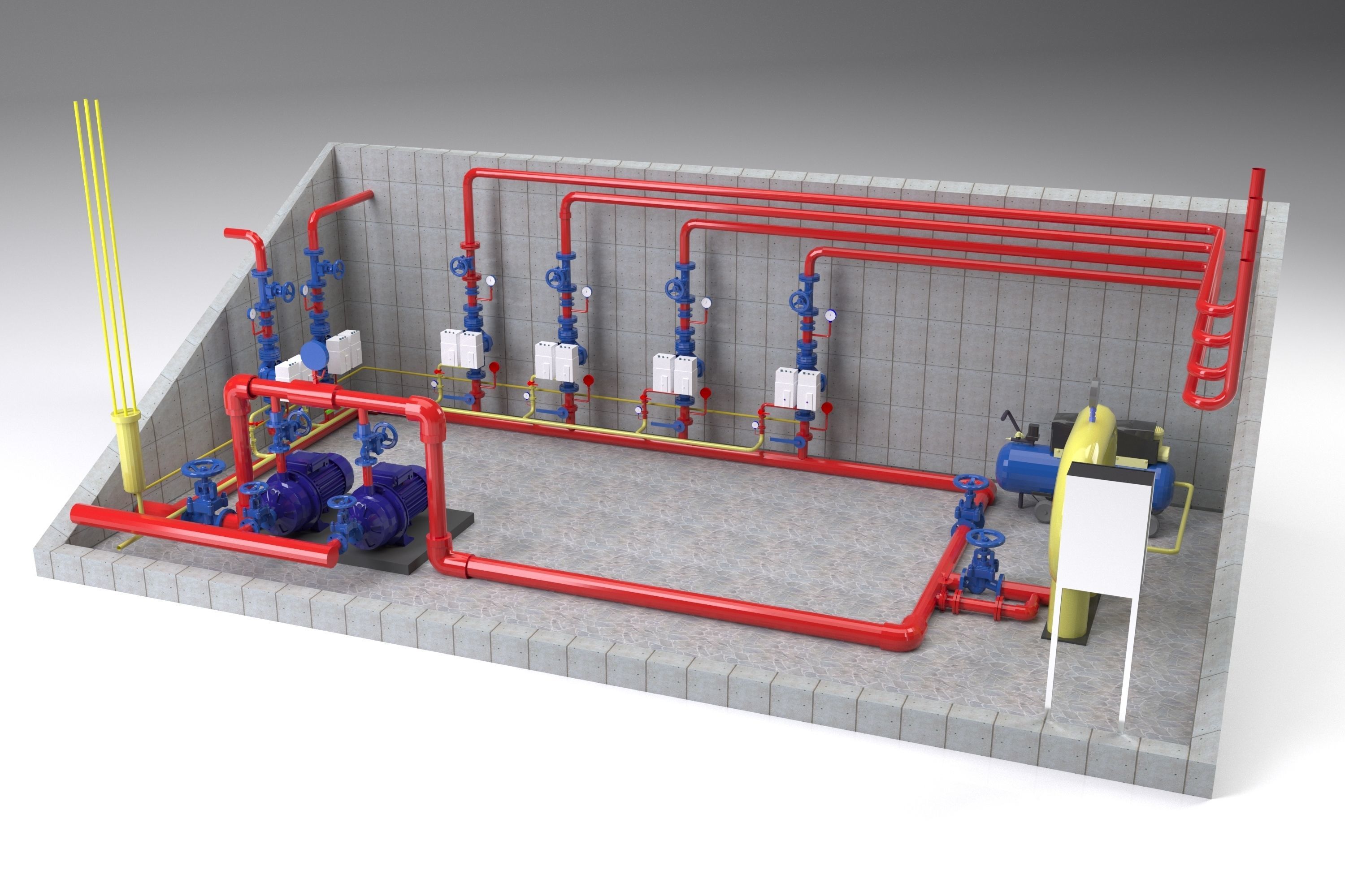 Fire-fighting pumping station 3D model_2