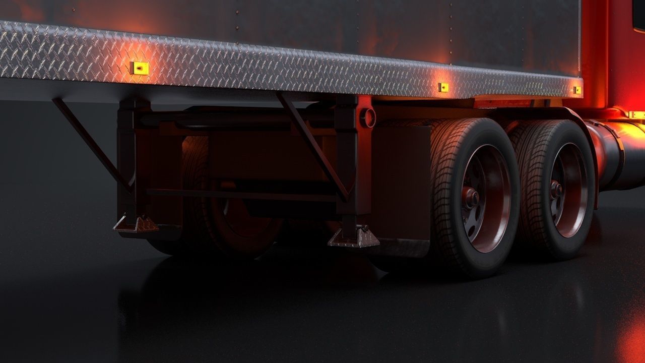 Semi Truck with Trailer Rigged C4D 3D model_6