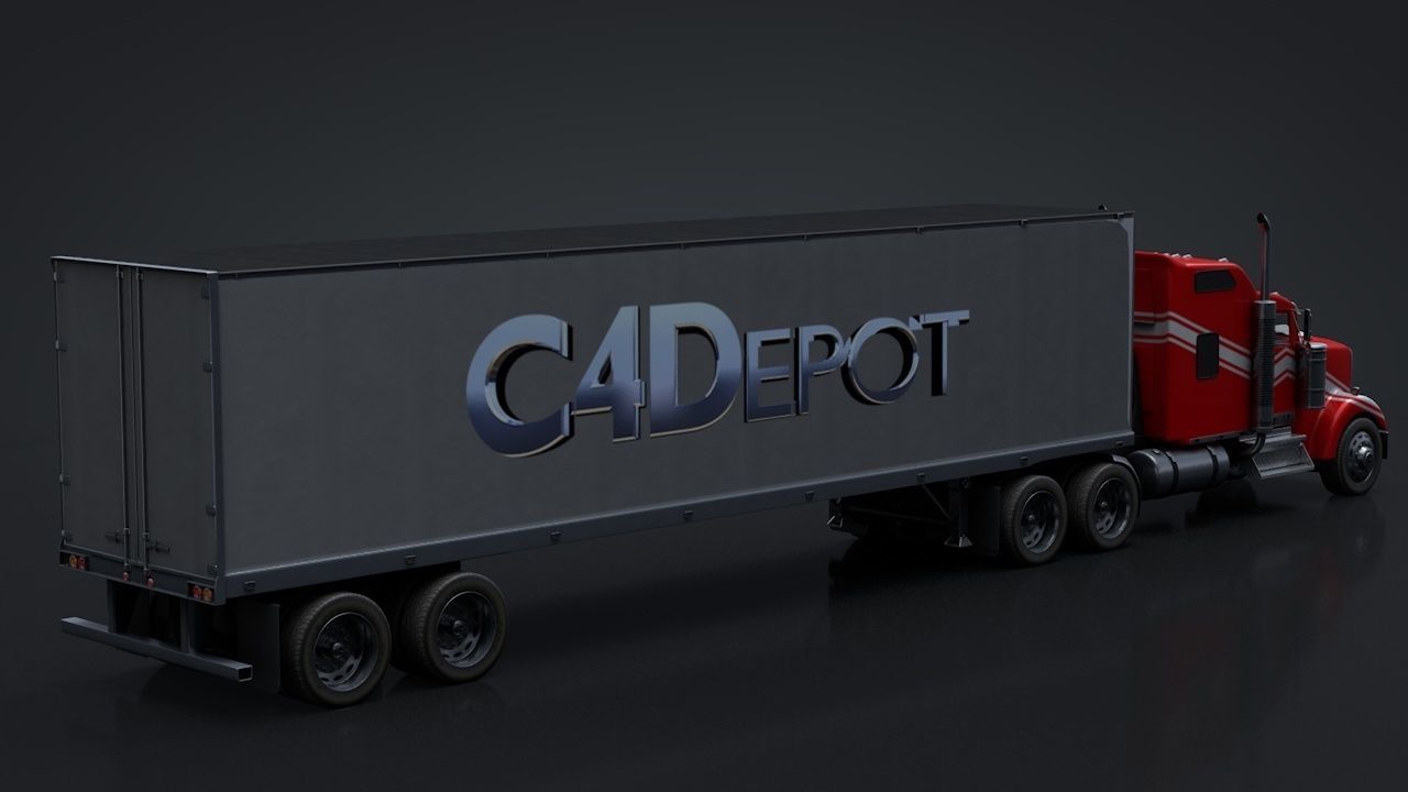 Semi Truck with Trailer Rigged C4D 3D model_17