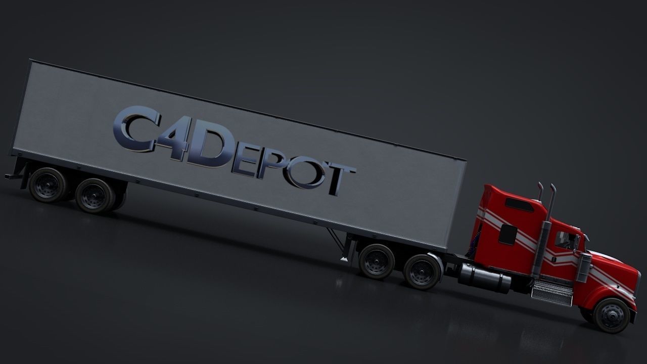 Semi Truck with Trailer Rigged C4D 3D model_18