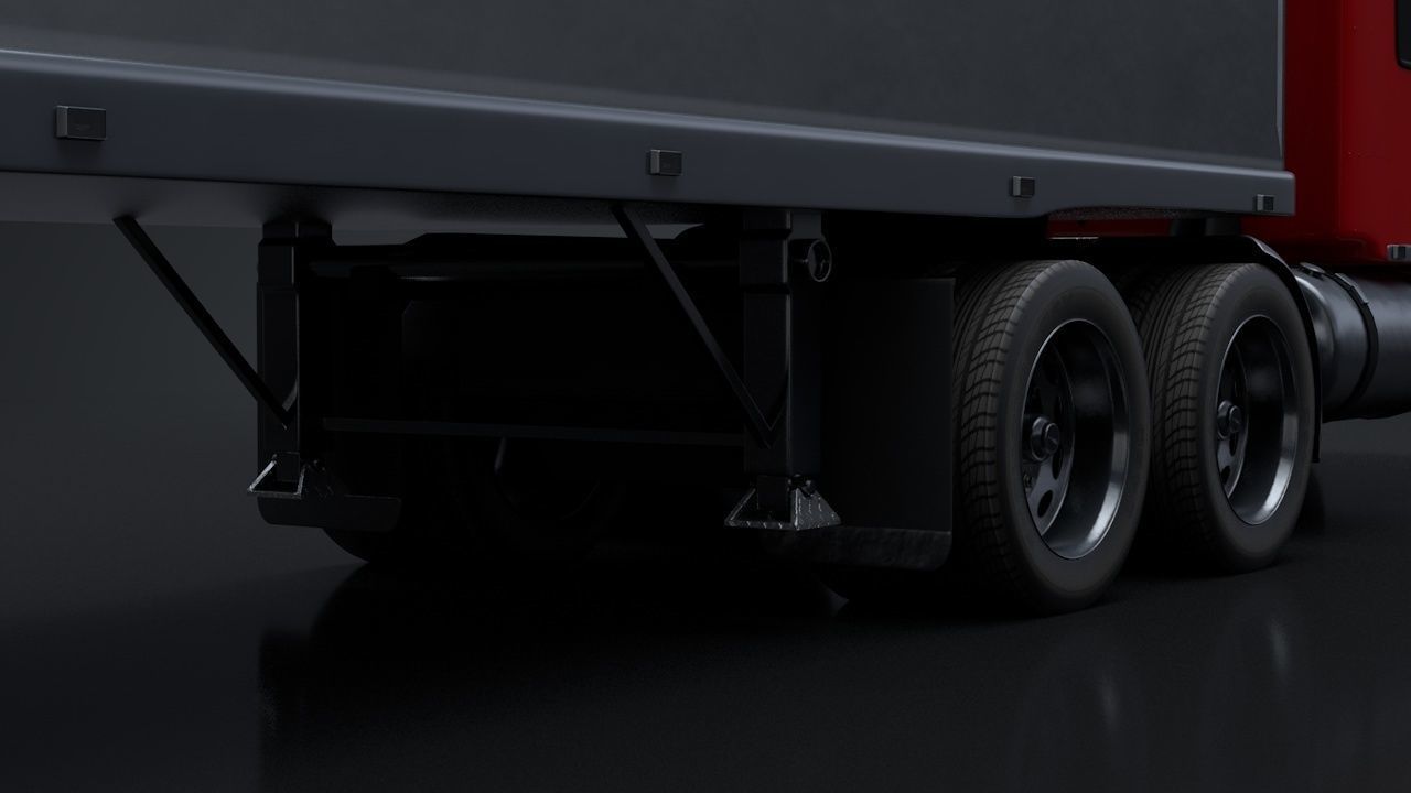 Semi Truck with Trailer Rigged C4D 3D model_16