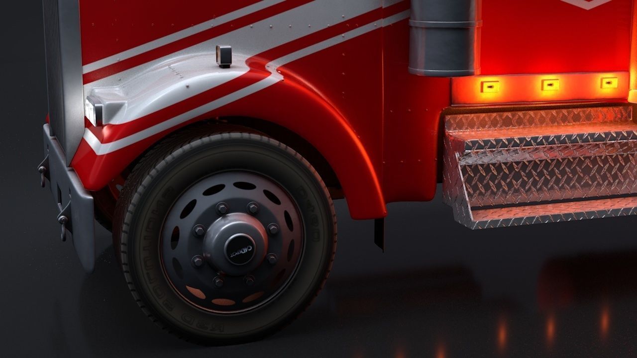 Semi Truck with Trailer Rigged C4D 3D model_13