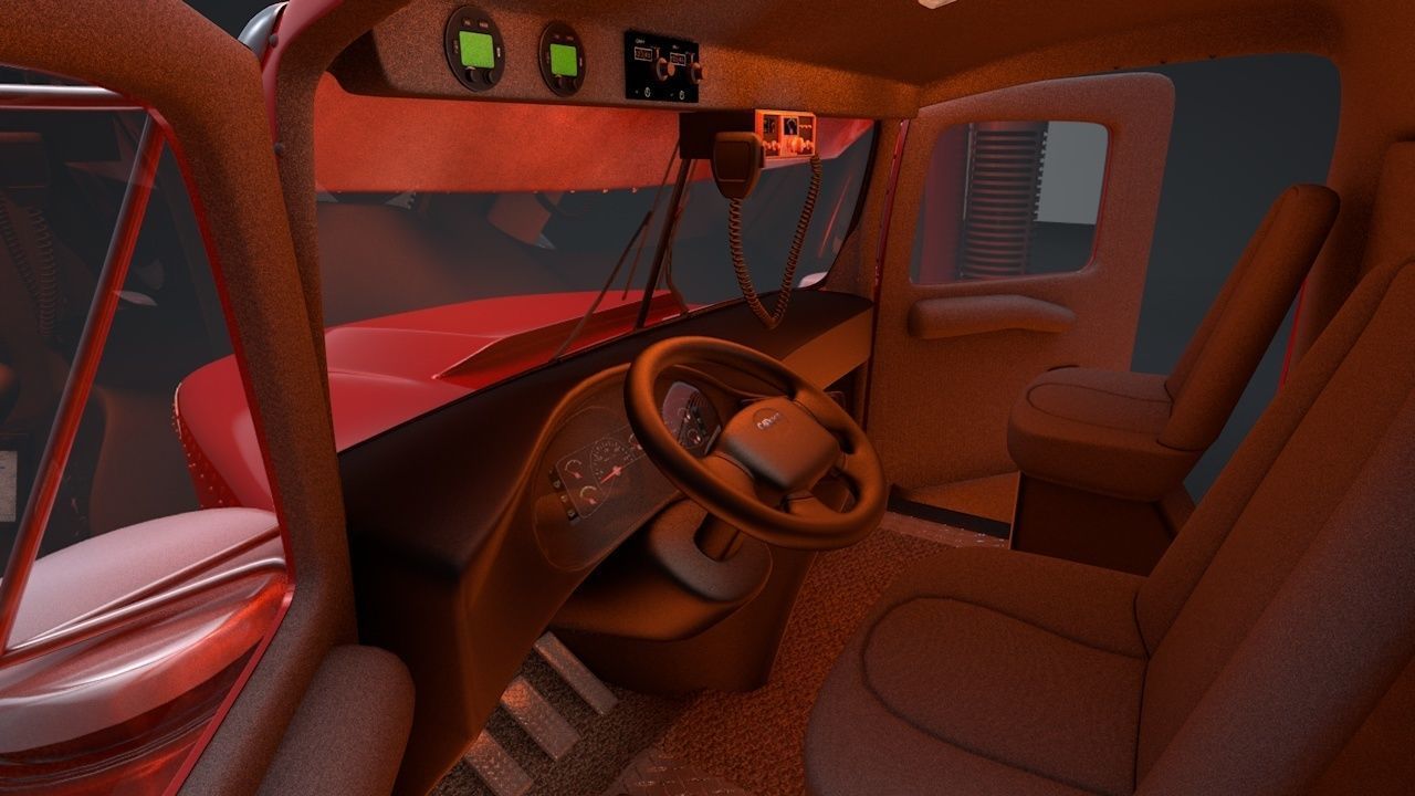 Semi Truck with Trailer Rigged C4D 3D model_12