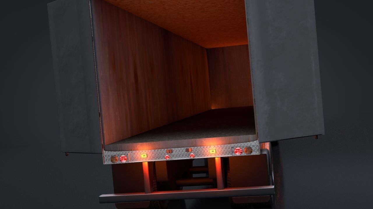 Semi Truck with Trailer Rigged C4D 3D model_10