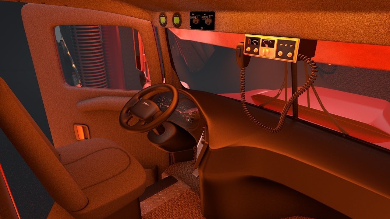 Semi Truck with Trailer Rigged C4D 3D model_9