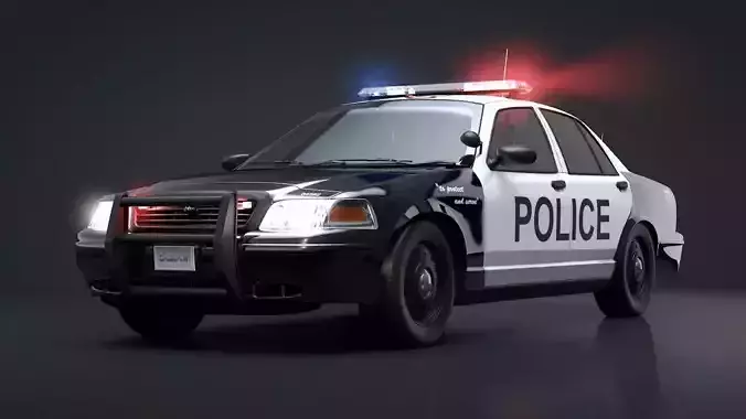 City Police Car Rigged for C4D Low-poly 3D model