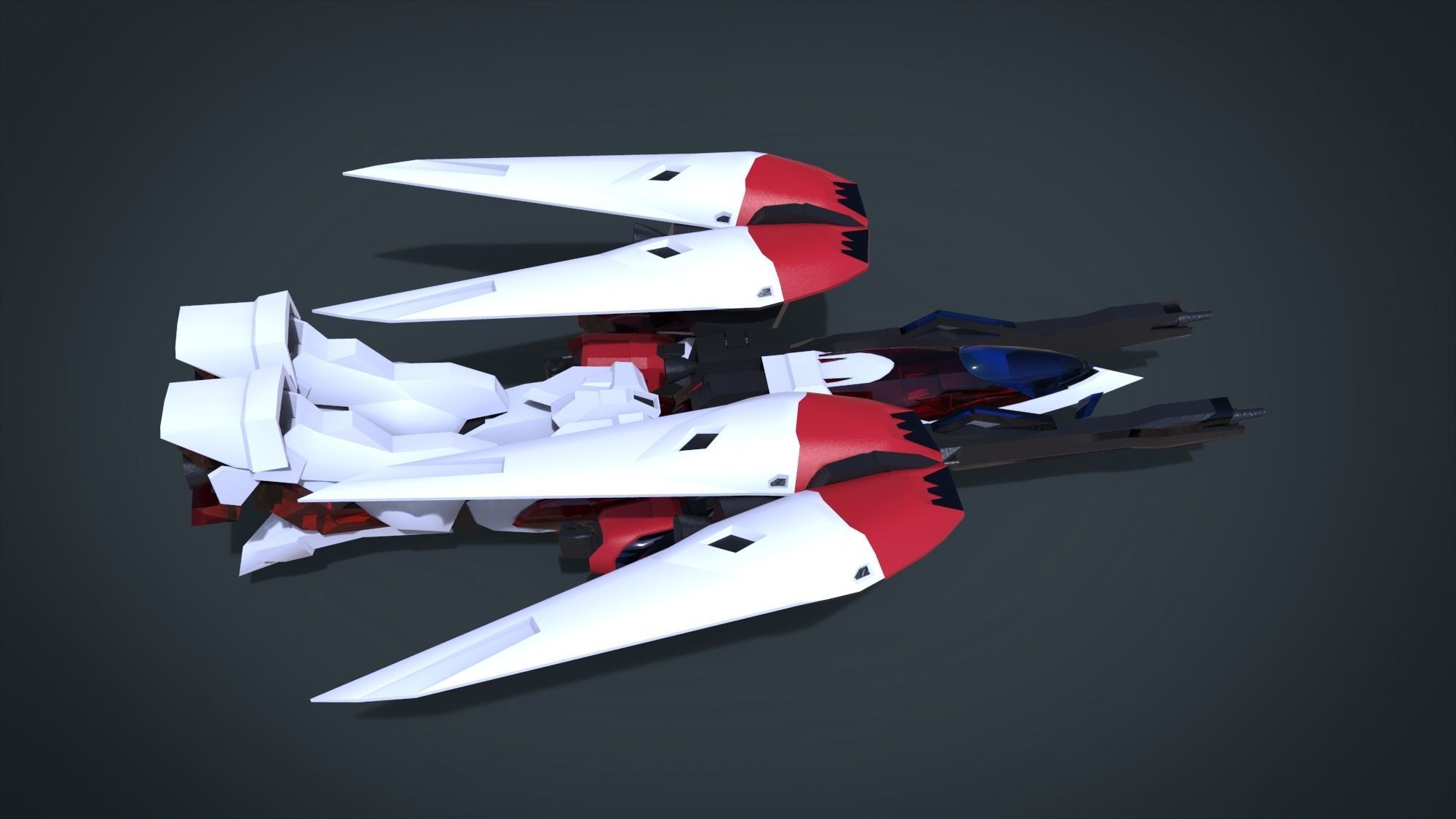 Wing 01x SpaceShip Low-poly 3D model_17