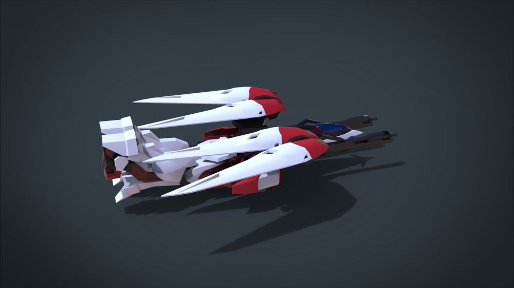 Wing 01x SpaceShip Low-poly 3D model_16