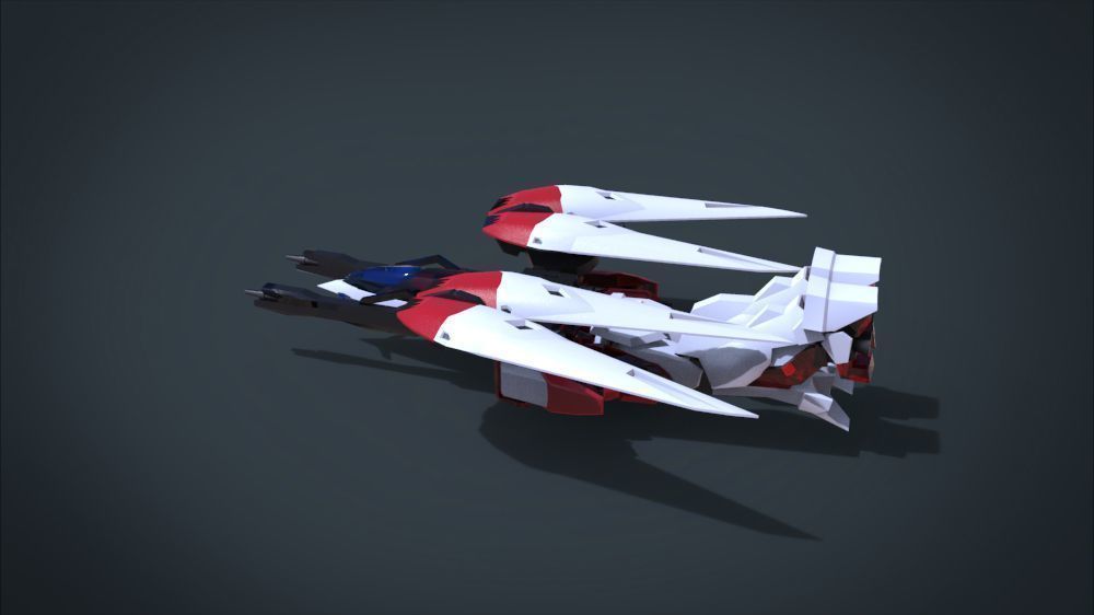Wing 01x SpaceShip Low-poly 3D model_3
