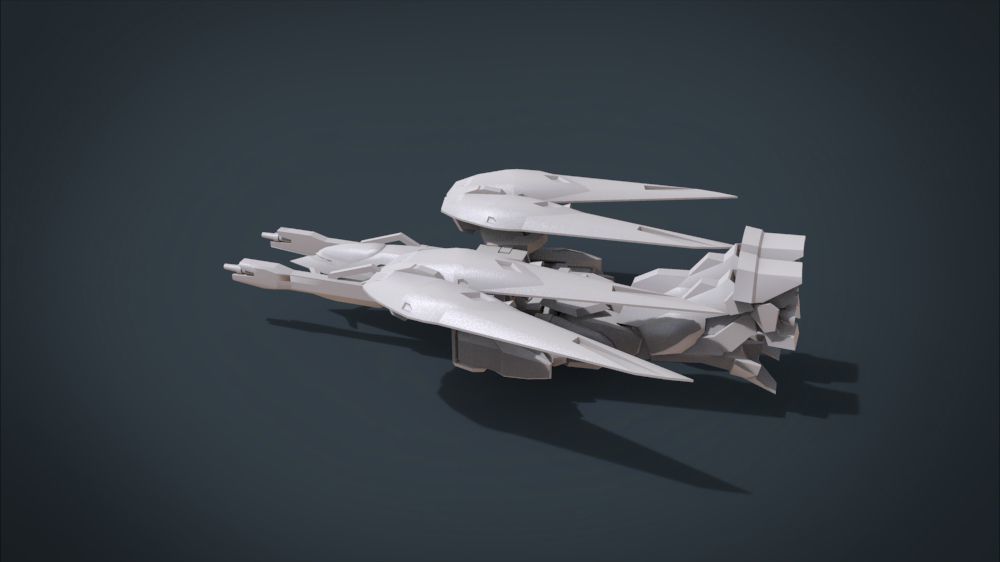Wing 01x SpaceShip Low-poly 3D model_36