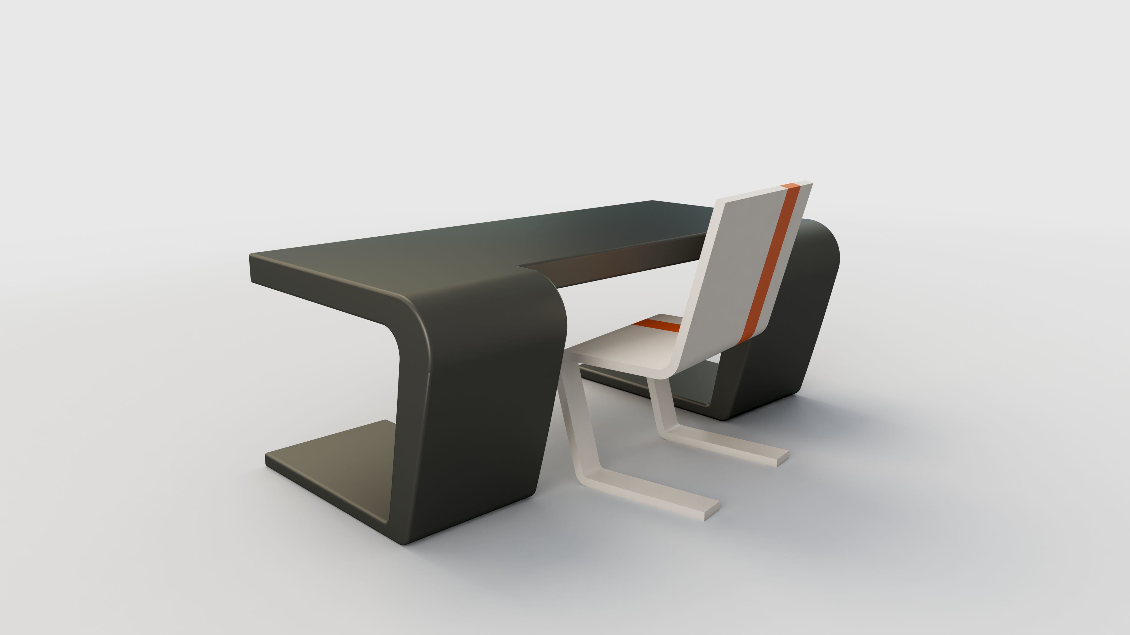 Modular Booth Cubicle with Desks and Chair Low-poly 3D model_17