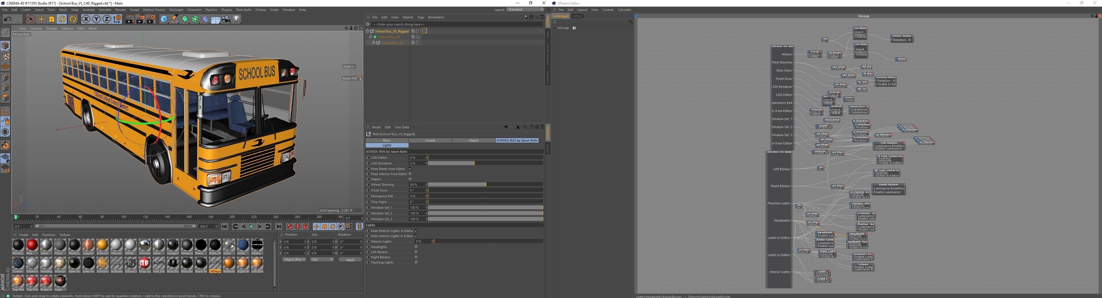 School Bus C4D Rigged 3D model_24