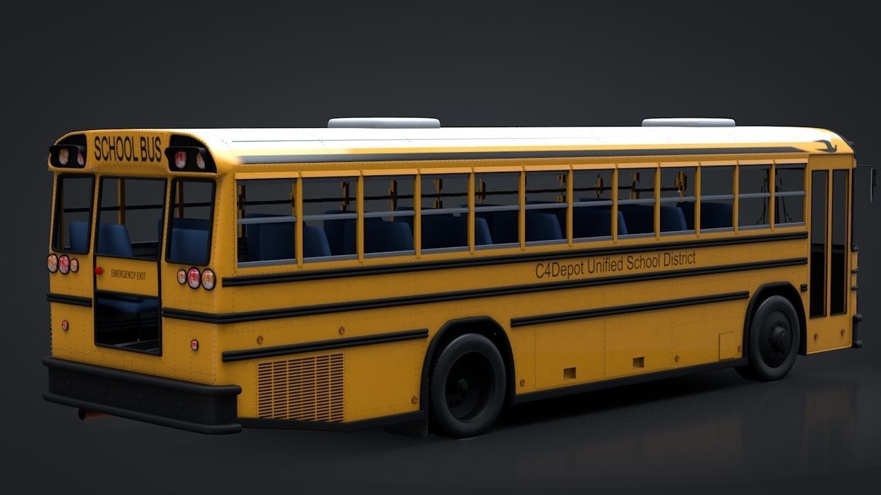 School Bus C4D Rigged 3D model_4