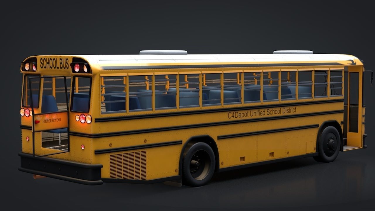 School Bus C4D Rigged 3D model_8