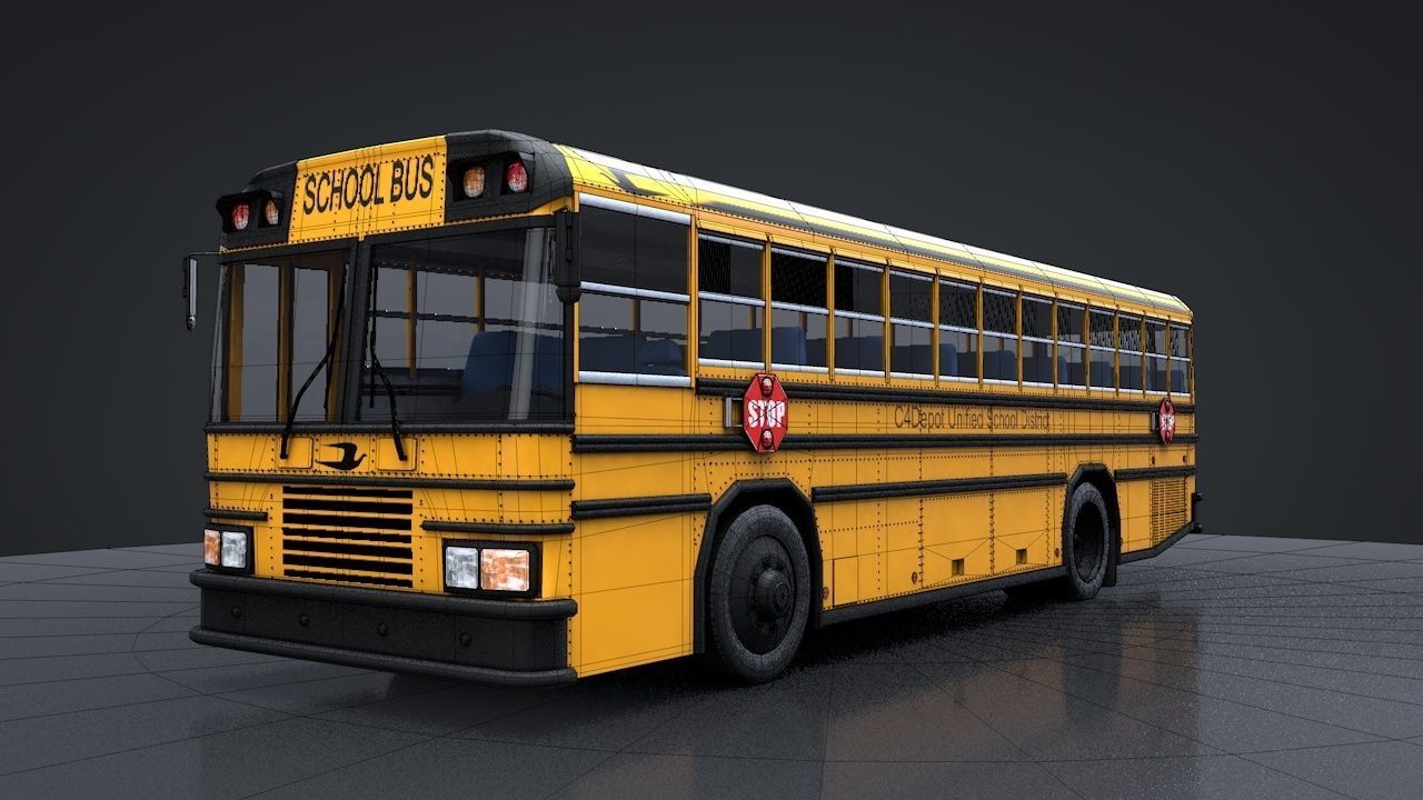 School Bus C4D Rigged 3D model_21