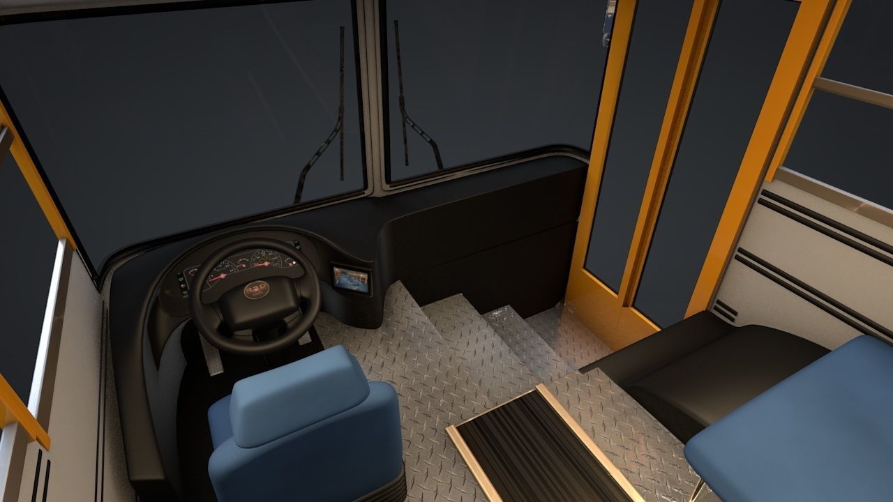 School Bus C4D Rigged 3D model_10