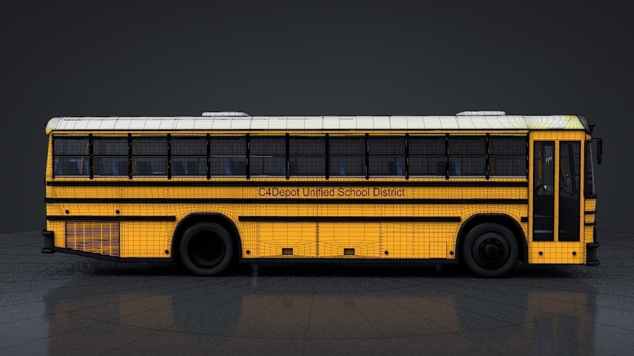 School Bus C4D Rigged 3D model_17