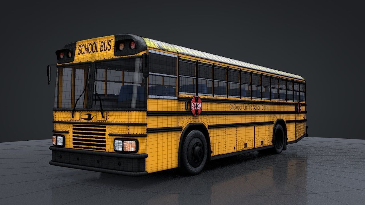 School Bus C4D Rigged 3D model_16