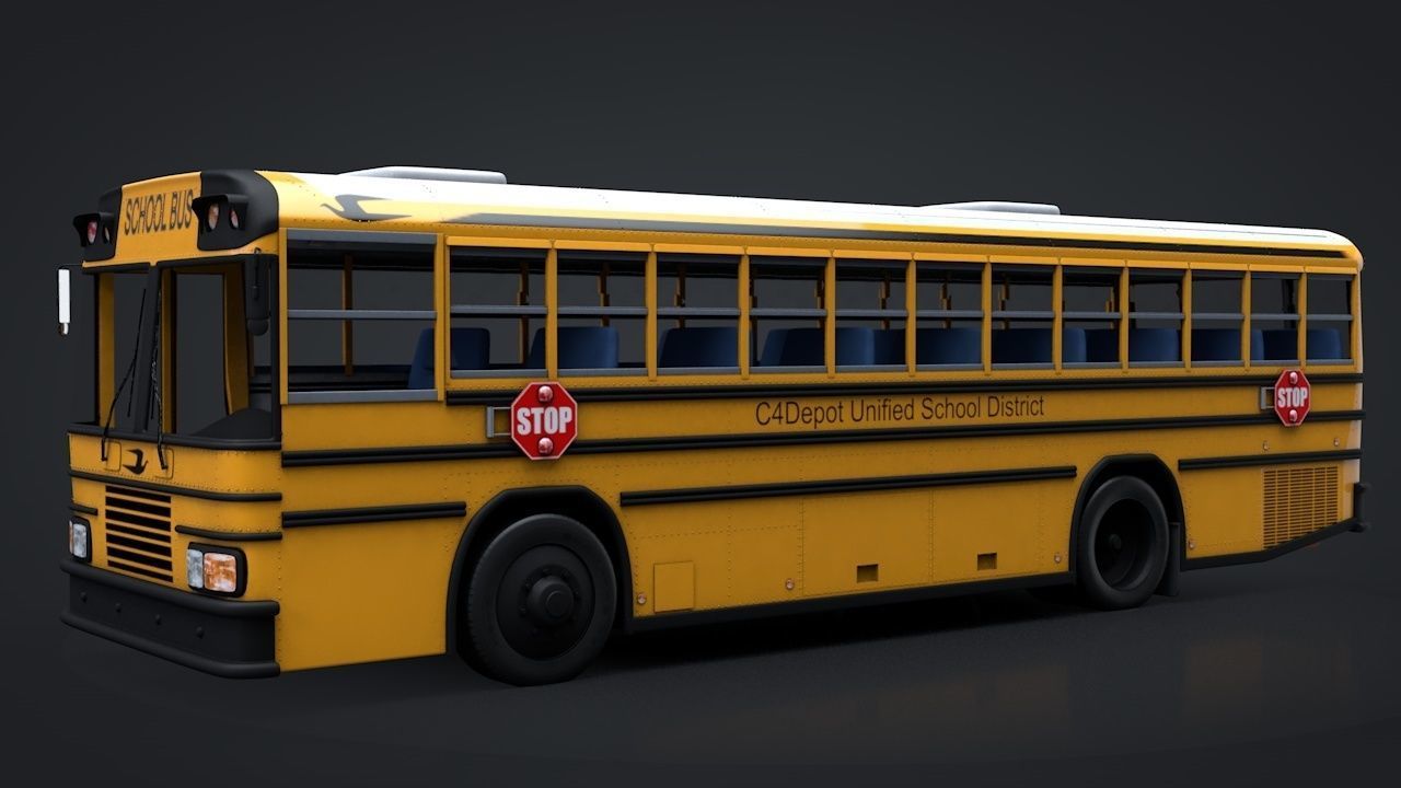School Bus C4D Rigged 3D model_2
