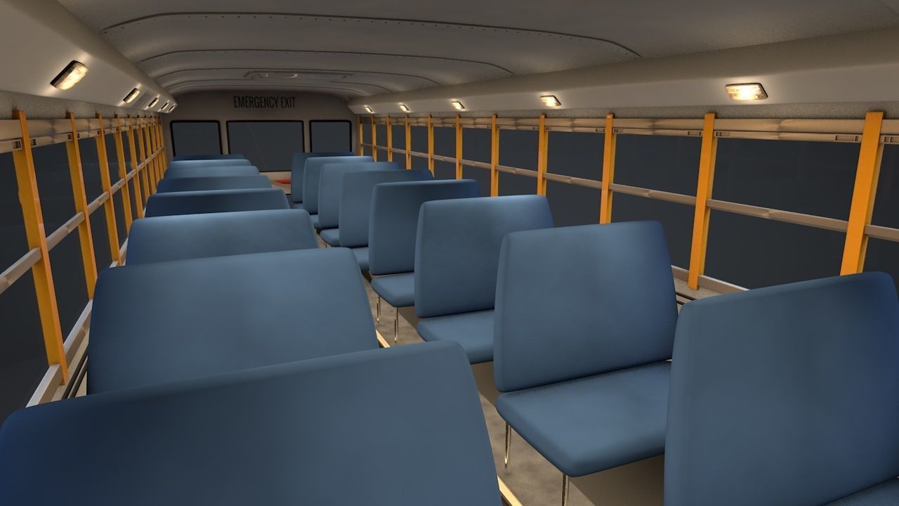 School Bus C4D Rigged 3D model_9