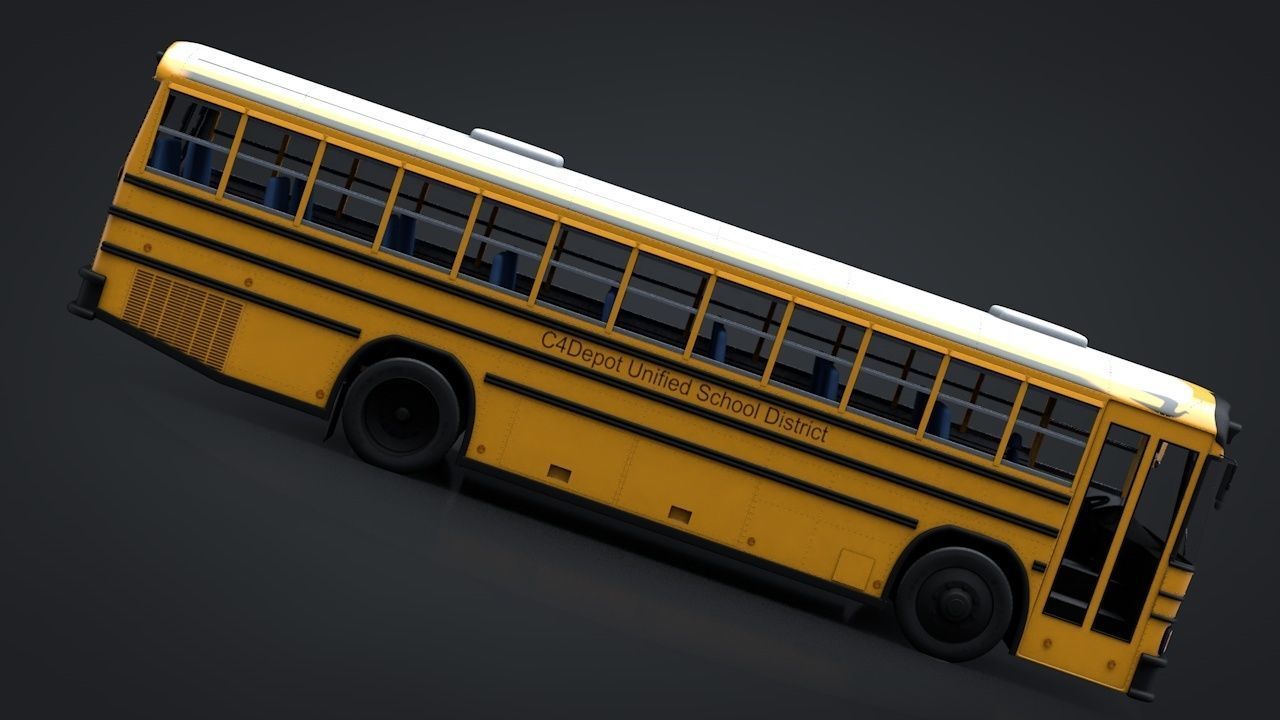School Bus C4D Rigged 3D model_7