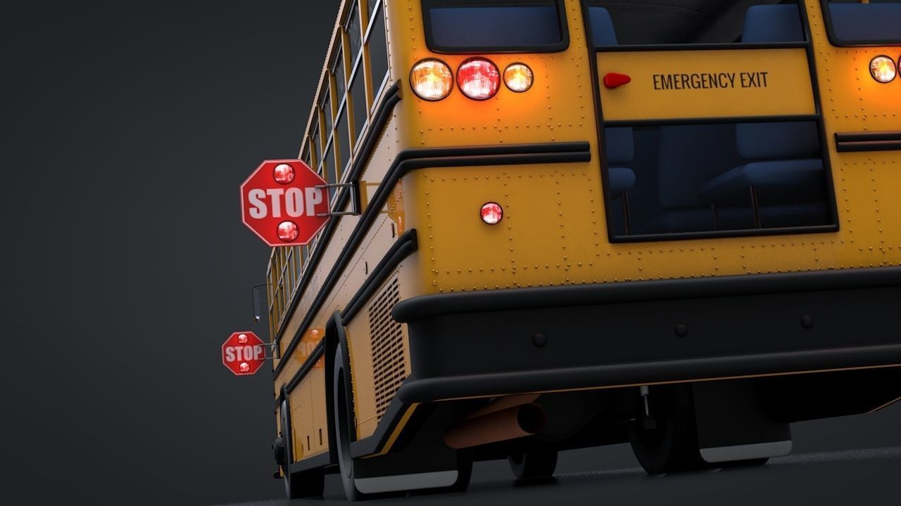 School Bus C4D Rigged 3D model_14
