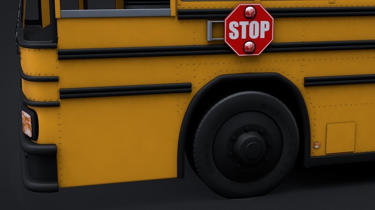 School Bus C4D Rigged 3D model_5
