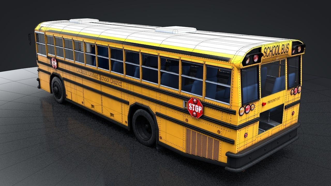 School Bus C4D Rigged 3D model_19