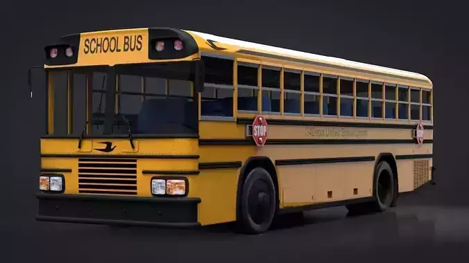 School Bus C4D Rigged 3D model