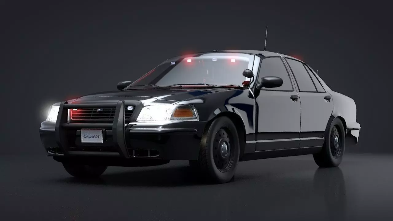 Undercover Police Car Rigged C4D Low-poly 3D model_0
