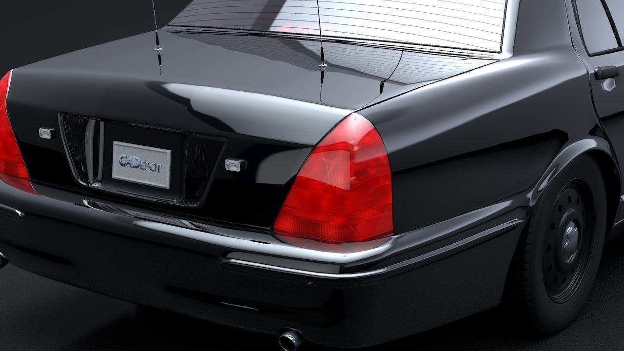 Undercover Police Car Rigged C4D Low-poly 3D model_7