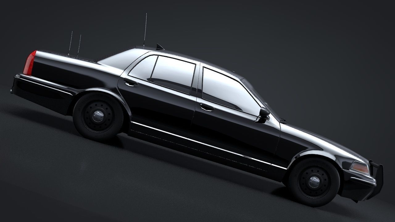 Undercover Police Car Rigged C4D Low-poly 3D model_6