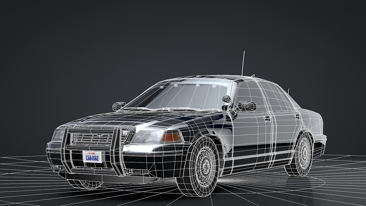 Undercover Police Car Rigged C4D Low-poly 3D model_14