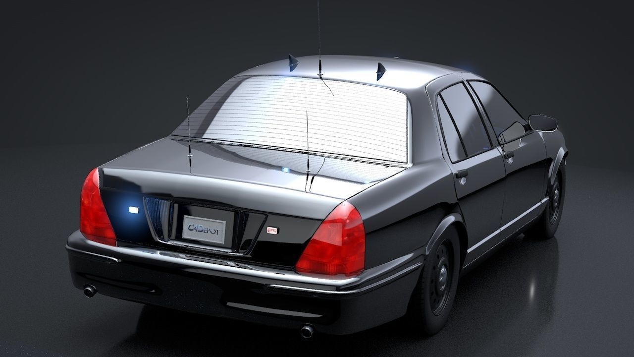 Undercover Police Car Rigged C4D Low-poly 3D model_5