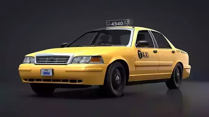 City Taxi Rigged C4D Low-poly 3D model