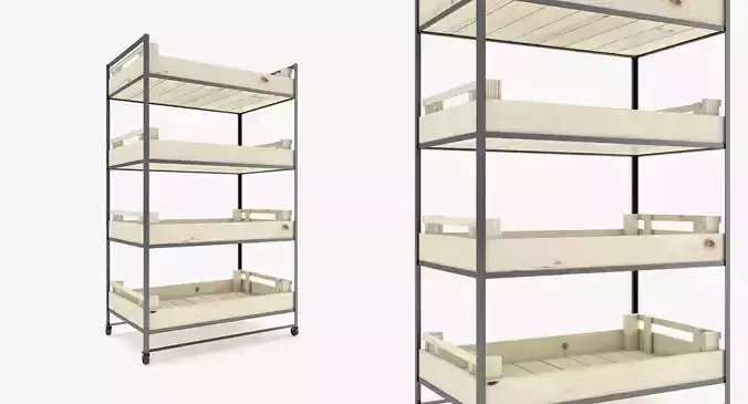 Supermarket - Wooden Retail Shelf 3D model