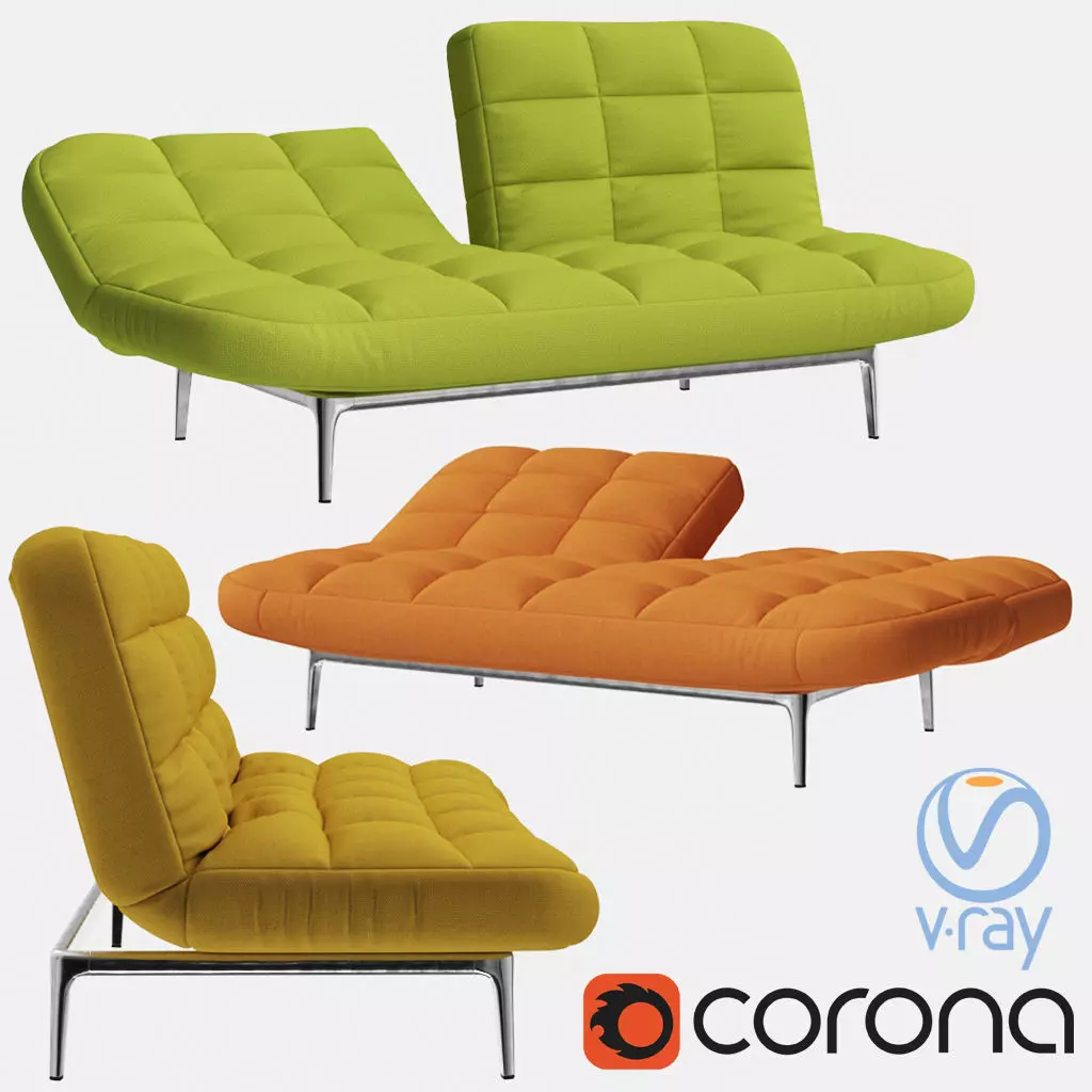Couch folding - accordion 3D model_0