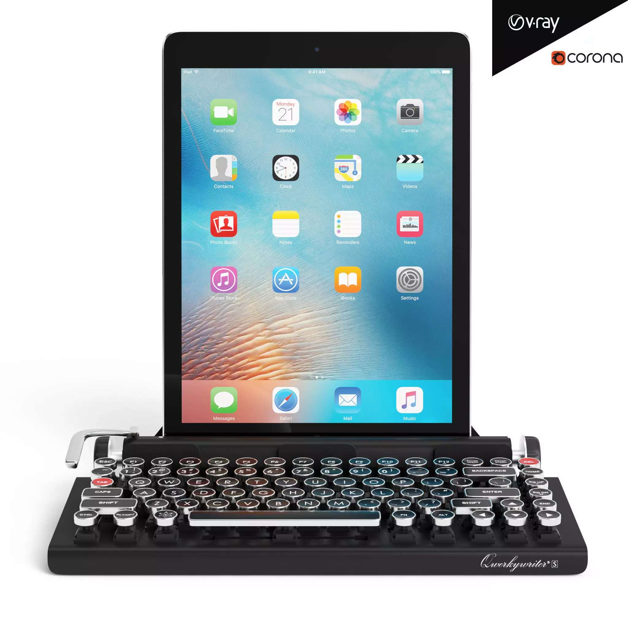 Keyboard and Ipad pro Low-poly 3D model