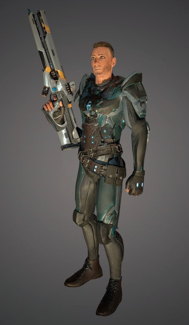 Ranger with plasma gun Low-poly 3D model_16