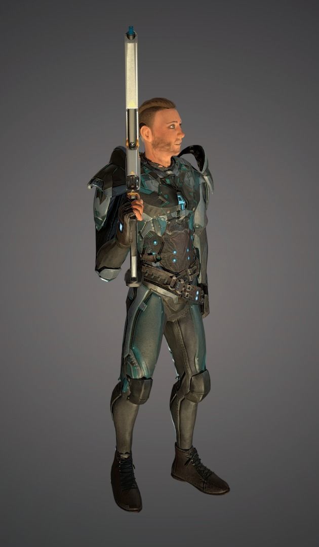 Ranger with plasma gun Low-poly 3D model_10