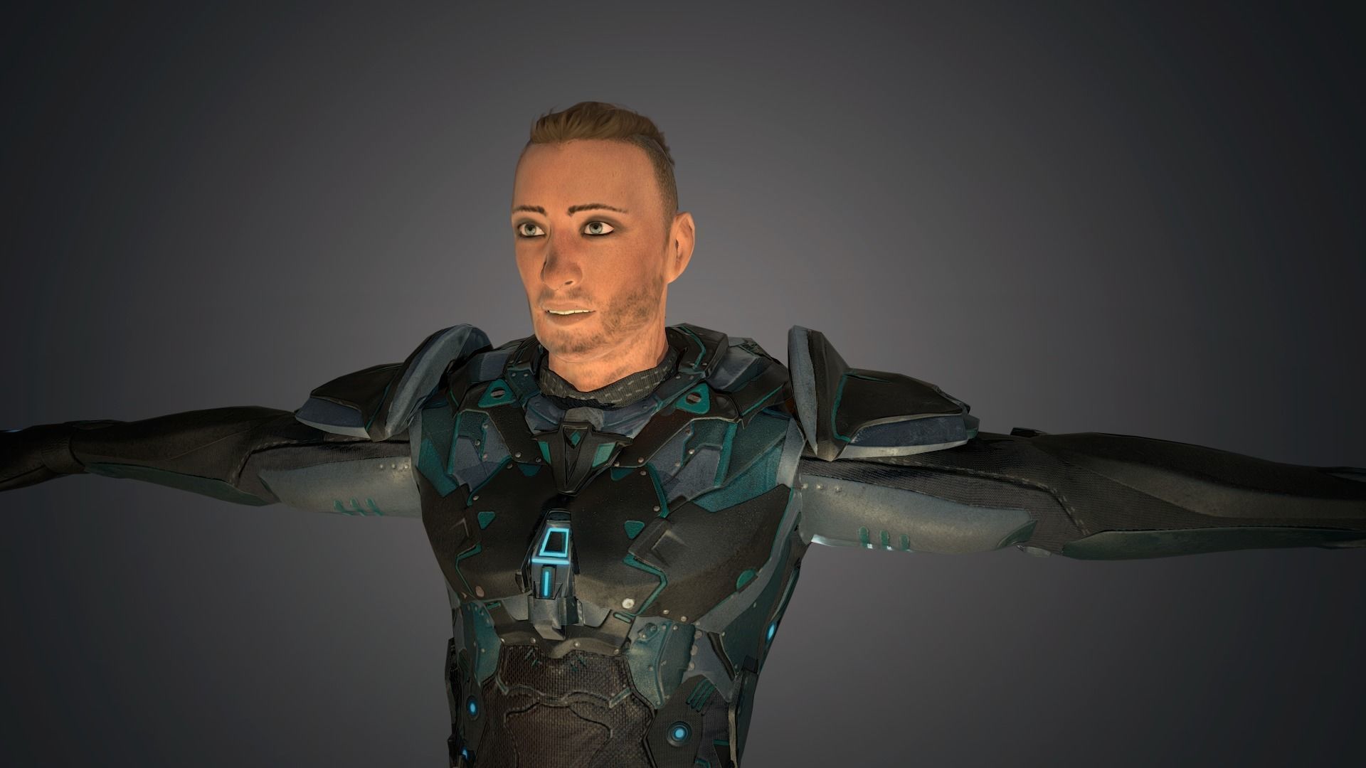 Ranger with plasma gun Low-poly 3D model_15