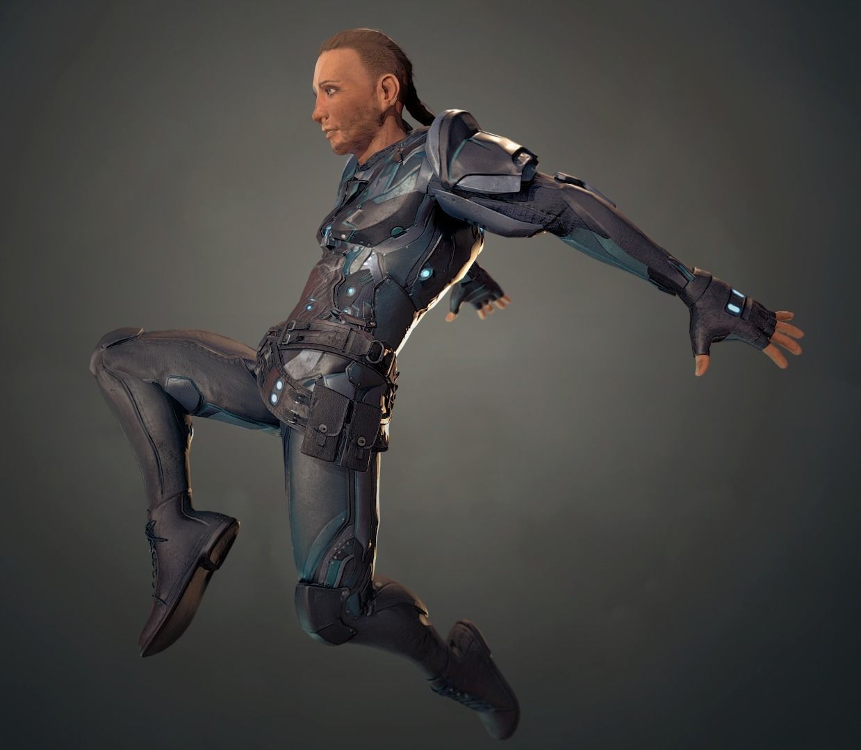 Ranger with plasma gun Low-poly 3D model_11