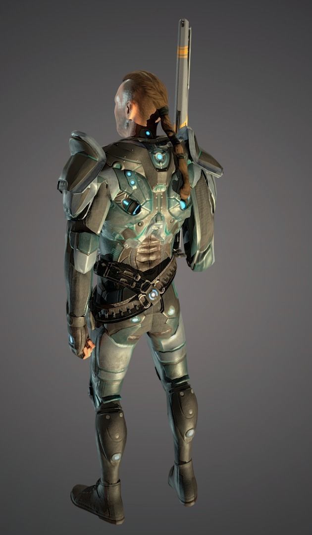 Ranger with plasma gun Low-poly 3D model_8