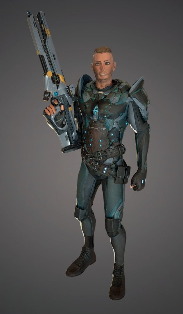 Ranger with plasma gun Low-poly 3D model_6