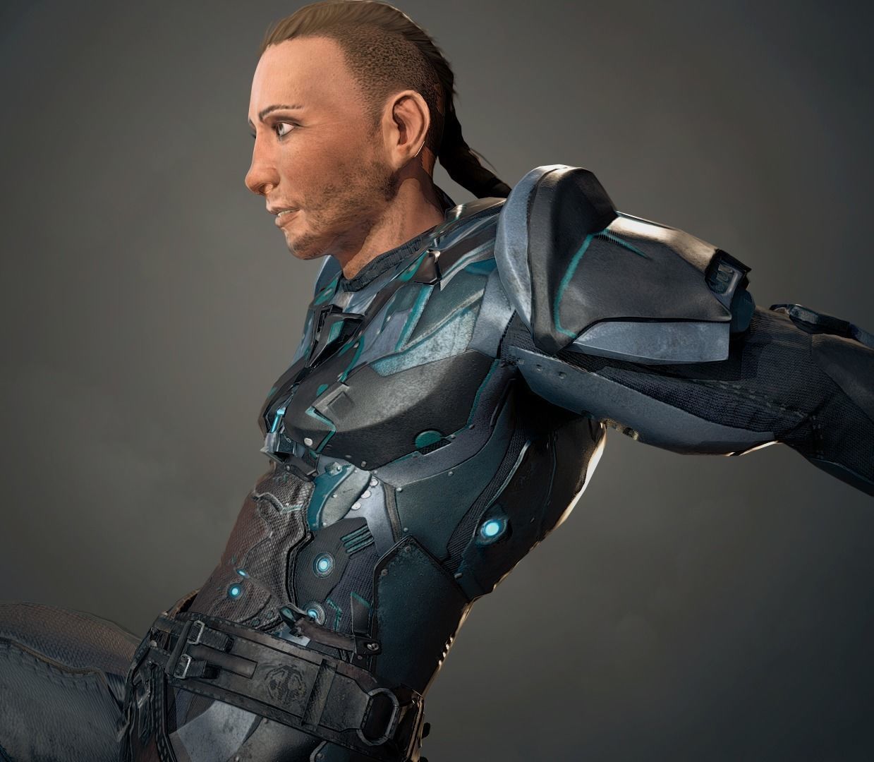 Ranger with plasma gun Low-poly 3D model_3