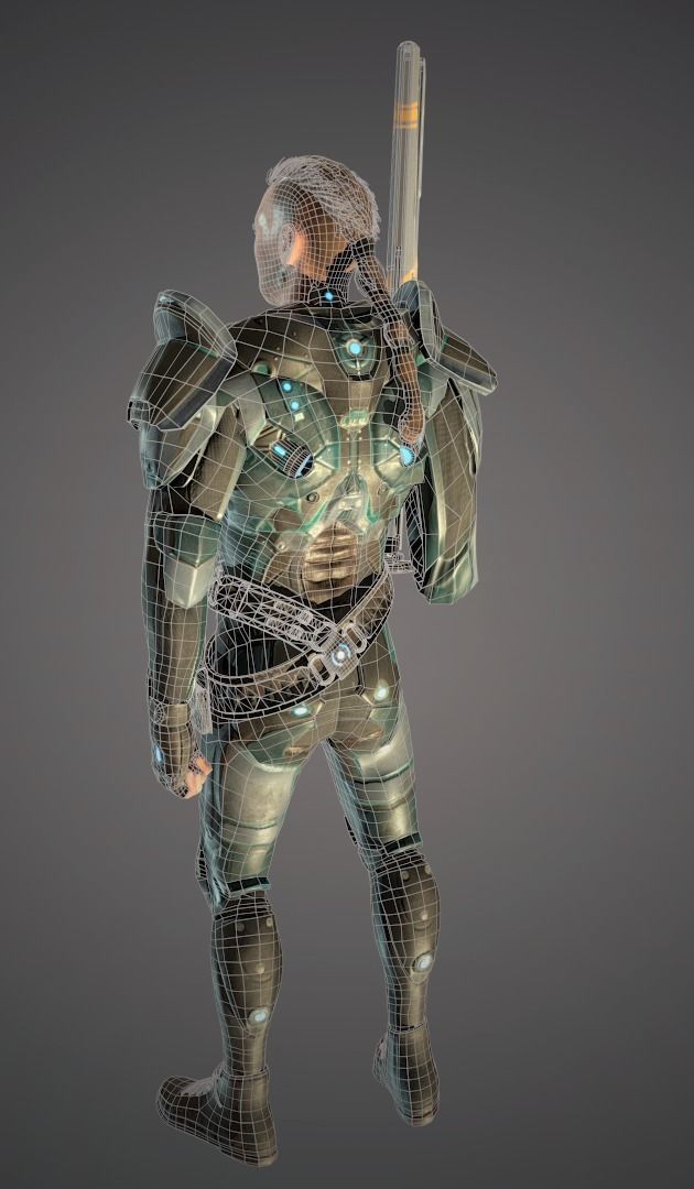 Ranger with plasma gun Low-poly 3D model_9