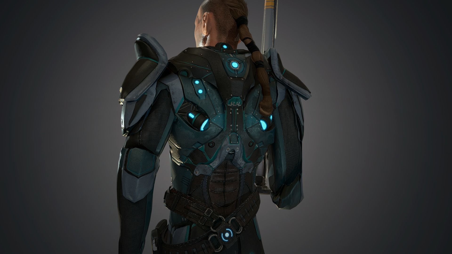 Ranger with plasma gun Low-poly 3D model_17