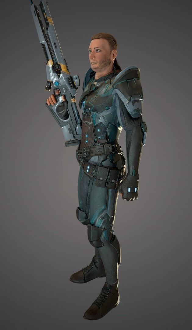 Ranger with plasma gun Low-poly 3D model_14