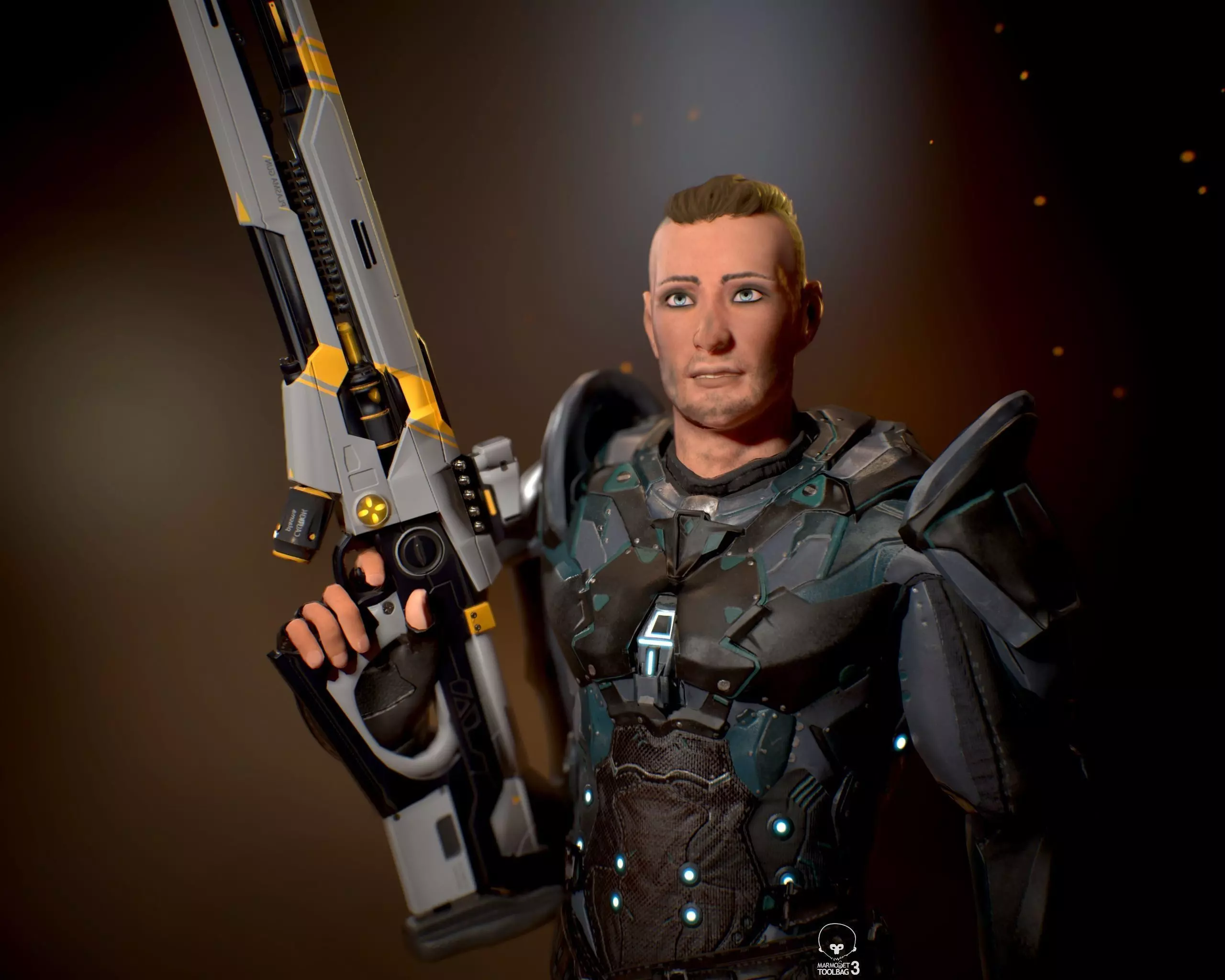 Ranger with plasma gun Low-poly 3D model_0